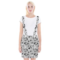 Seamless-pattern-with-black-white-doodle-dogs Braces Suspender Skirt