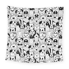 Seamless-pattern-with-black-white-doodle-dogs Square Tapestry (large) by Simbadda