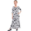 Seamless-pattern-with-black-white-doodle-dogs Kids  Quarter Sleeve Maxi Dress View1