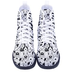 Seamless-pattern-with-black-white-doodle-dogs Men s High-top Canvas Sneakers