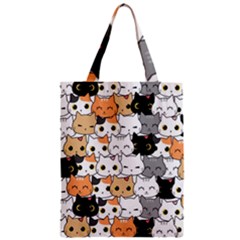 Cute-cat-kitten-cartoon-doodle-seamless-pattern Zipper Classic Tote Bag by Simbadda