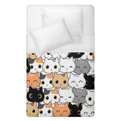 Cute-cat-kitten-cartoon-doodle-seamless-pattern Duvet Cover (single Size) by Simbadda