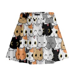 Cute-cat-kitten-cartoon-doodle-seamless-pattern Mini Flare Skirt by Simbadda