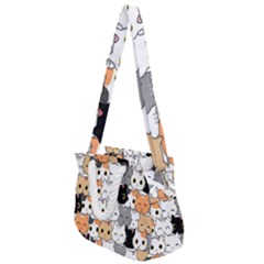 Cute-cat-kitten-cartoon-doodle-seamless-pattern Rope Handles Shoulder Strap Bag by Simbadda