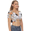 Cute-cat-kitten-cartoon-doodle-seamless-pattern Twist Front Crop Top View3