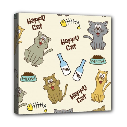 Happy-cats-pattern-background Mini Canvas 8  X 8  (stretched) by Simbadda