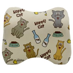 Happy-cats-pattern-background Velour Head Support Cushion by Simbadda