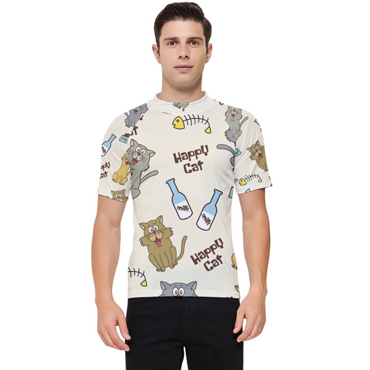 Happy-cats-pattern-background Men s Short Sleeve Rash Guard