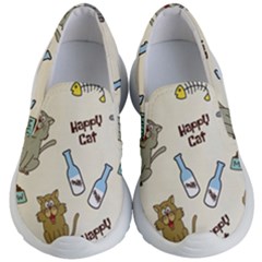 Happy-cats-pattern-background Kids Lightweight Slip Ons by Simbadda