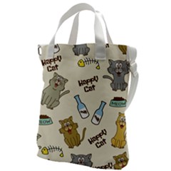 Happy-cats-pattern-background Canvas Messenger Bag by Simbadda