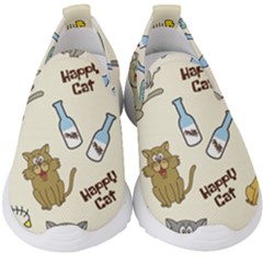 Happy-cats-pattern-background Kids  Slip On Sneakers by Simbadda