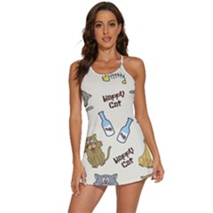 Happy-cats-pattern-background 2-in-1 Flare Activity Dress