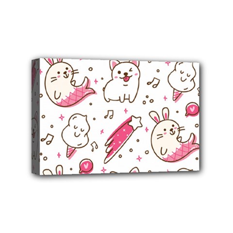 Cute-animals-seamless-pattern-kawaii-doodle-style Mini Canvas 6  X 4  (stretched) by Simbadda