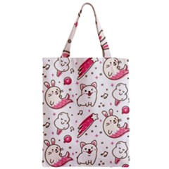 Cute-animals-seamless-pattern-kawaii-doodle-style Zipper Classic Tote Bag by Simbadda