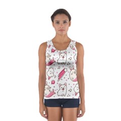 Cute-animals-seamless-pattern-kawaii-doodle-style Sport Tank Top  by Simbadda