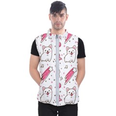 Cute-animals-seamless-pattern-kawaii-doodle-style Men s Puffer Vest by Simbadda