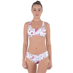 Cute-animals-seamless-pattern-kawaii-doodle-style Criss Cross Bikini Set by Simbadda