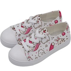 Cute-animals-seamless-pattern-kawaii-doodle-style Kids  Low Top Canvas Sneakers by Simbadda