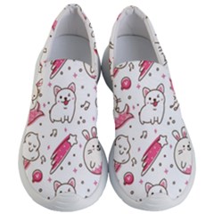 Cute-animals-seamless-pattern-kawaii-doodle-style Women s Lightweight Slip Ons by Simbadda