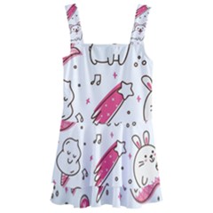 Cute-animals-seamless-pattern-kawaii-doodle-style Kids  Layered Skirt Swimsuit by Simbadda