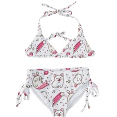 Cute-animals-seamless-pattern-kawaii-doodle-style Kids  Classic Bikini Set by Simbadda