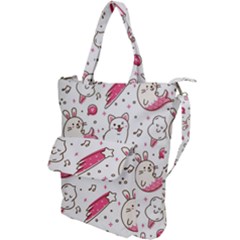 Cute-animals-seamless-pattern-kawaii-doodle-style Shoulder Tote Bag by Simbadda