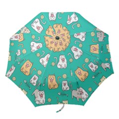 Seamless-pattern-cute-cat-cartoon-with-hand-drawn-style Folding Umbrellas by Simbadda