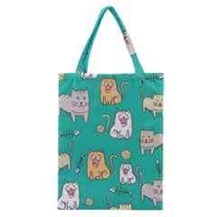 Seamless-pattern-cute-cat-cartoon-with-hand-drawn-style Classic Tote Bag by Simbadda