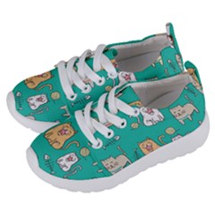 Seamless-pattern-cute-cat-cartoon-with-hand-drawn-style Kids  Lightweight Sports Shoes by Simbadda