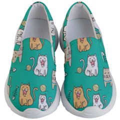 Seamless-pattern-cute-cat-cartoon-with-hand-drawn-style Kids Lightweight Slip Ons by Simbadda