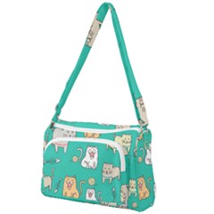 Seamless-pattern-cute-cat-cartoon-with-hand-drawn-style Front Pocket Crossbody Bag by Simbadda