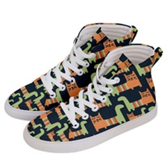 Seamless-pattern-with-cats Men s Hi-top Skate Sneakers by Simbadda