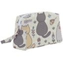 Funny Cartoon Cat Seamless Pattern Wristlet Pouch Bag (Large) View1