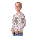 Funny Cartoon Cat Seamless Pattern Kids  Long Sleeve Tee with Frill  View2