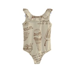 Ice-cream-vintage-pattern Kids  Frill Swimsuit by Simbadda