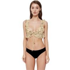 Ice-cream-vintage-pattern Low Cut Ruffle Edge Bikini Top