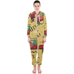 Childish-seamless-pattern-with-dino-driver Hooded Jumpsuit (ladies) by Simbadda