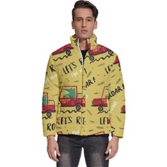 Childish-seamless-pattern-with-dino-driver Men s Puffer Bubble Jacket Coat by Simbadda