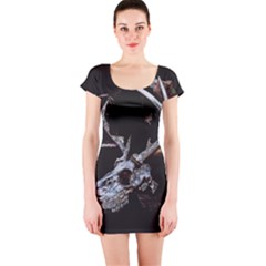 Deer Skull Short Sleeve Bodycon Dress by MonfreyCavalier