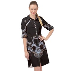 Deer Skull Long Sleeve Mini Shirt Dress by MonfreyCavalier