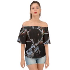 Deer Skull Off Shoulder Short Sleeve Top by MonfreyCavalier