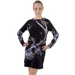 Deer Skull Long Sleeve Hoodie Dress by MonfreyCavalier