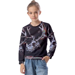 Deer Skull Kids  Long Sleeve Tee With Frill 