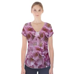 Cherry-blossoms Short Sleeve Front Detail Top