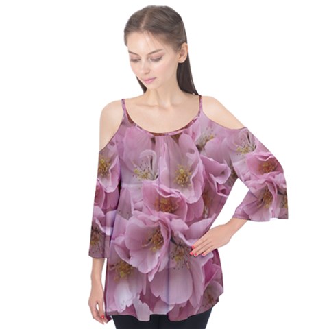 Cherry-blossoms Flutter Sleeve Tee  by Excel