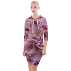 Cherry-blossoms Quarter Sleeve Hood Bodycon Dress