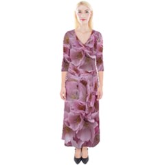 Cherry-blossoms Quarter Sleeve Wrap Maxi Dress