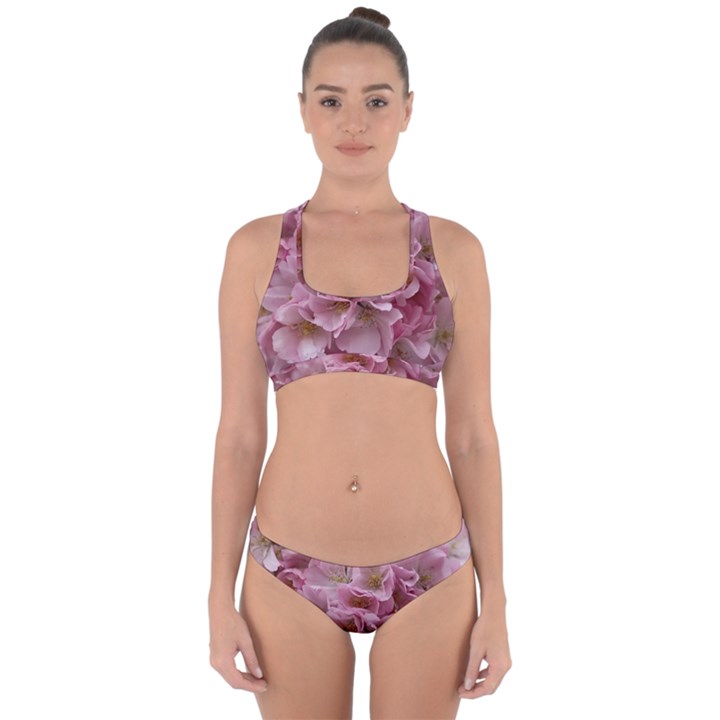 Cherry-blossoms Cross Back Hipster Bikini Set