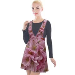 Cherry-blossoms Plunge Pinafore Velour Dress