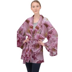 Cherry-blossoms Long Sleeve Velvet Kimono 